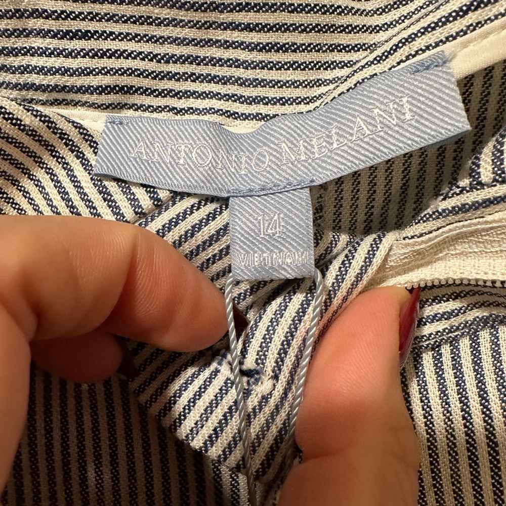 Antonio Melani Navy and White Striped Blouse